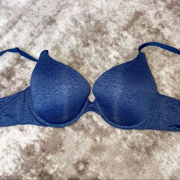 Blue Victoria's Secret bra padded underwire push up bra SZ 32D - Picture 5 of 7